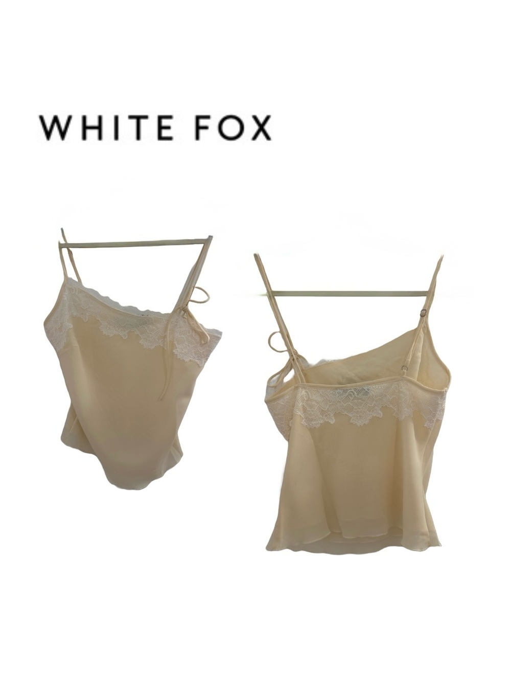 White Fox Cream Lace-Trim Tank